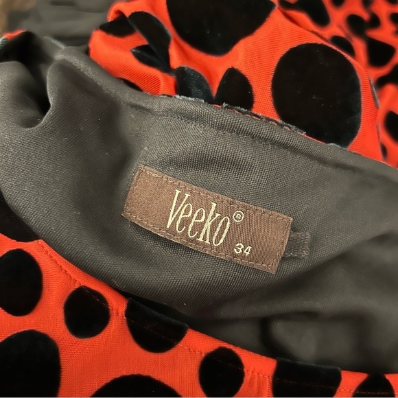 Veeko Polka Dot Velour Sexy Dress S - Picture 6 of 13